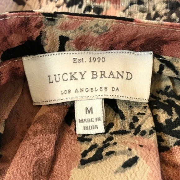 Lucky Brand Floral Sheer Sleeves Tie Top - Picture 2 of 7